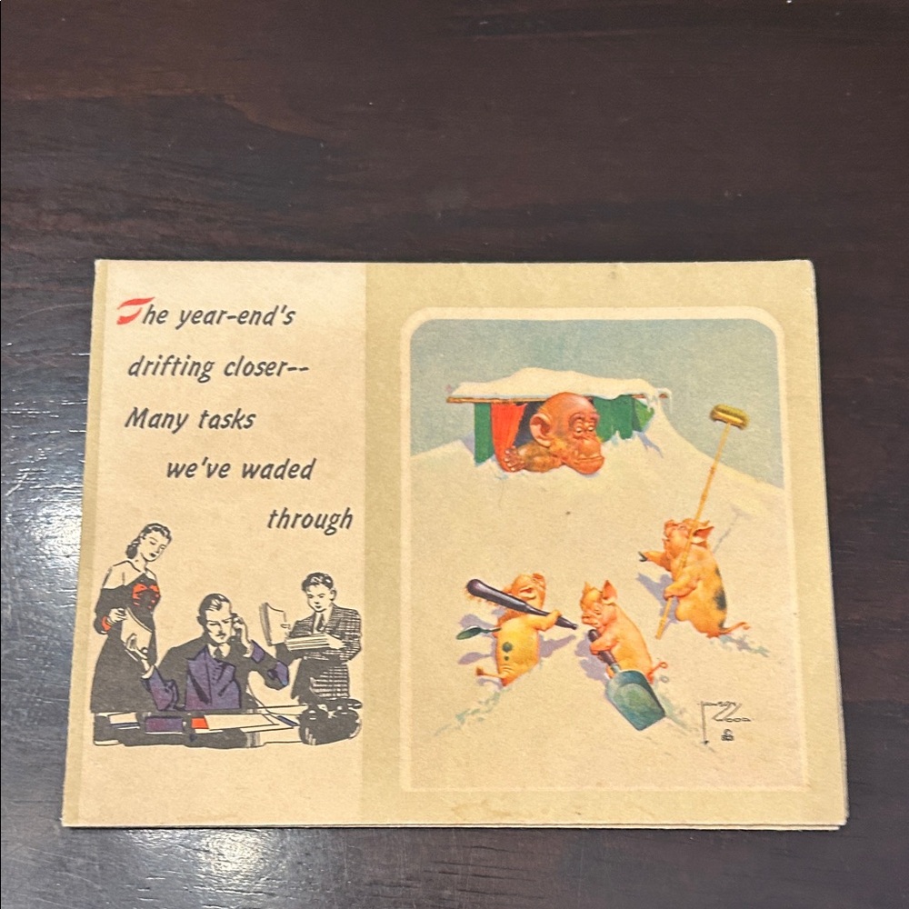 ✅Vintage Holiday Card with Illustration